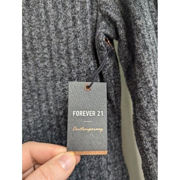 Forever 21 long sleeve, heather gray black mini dress, women's size Large E3 - Picture 2 of 7